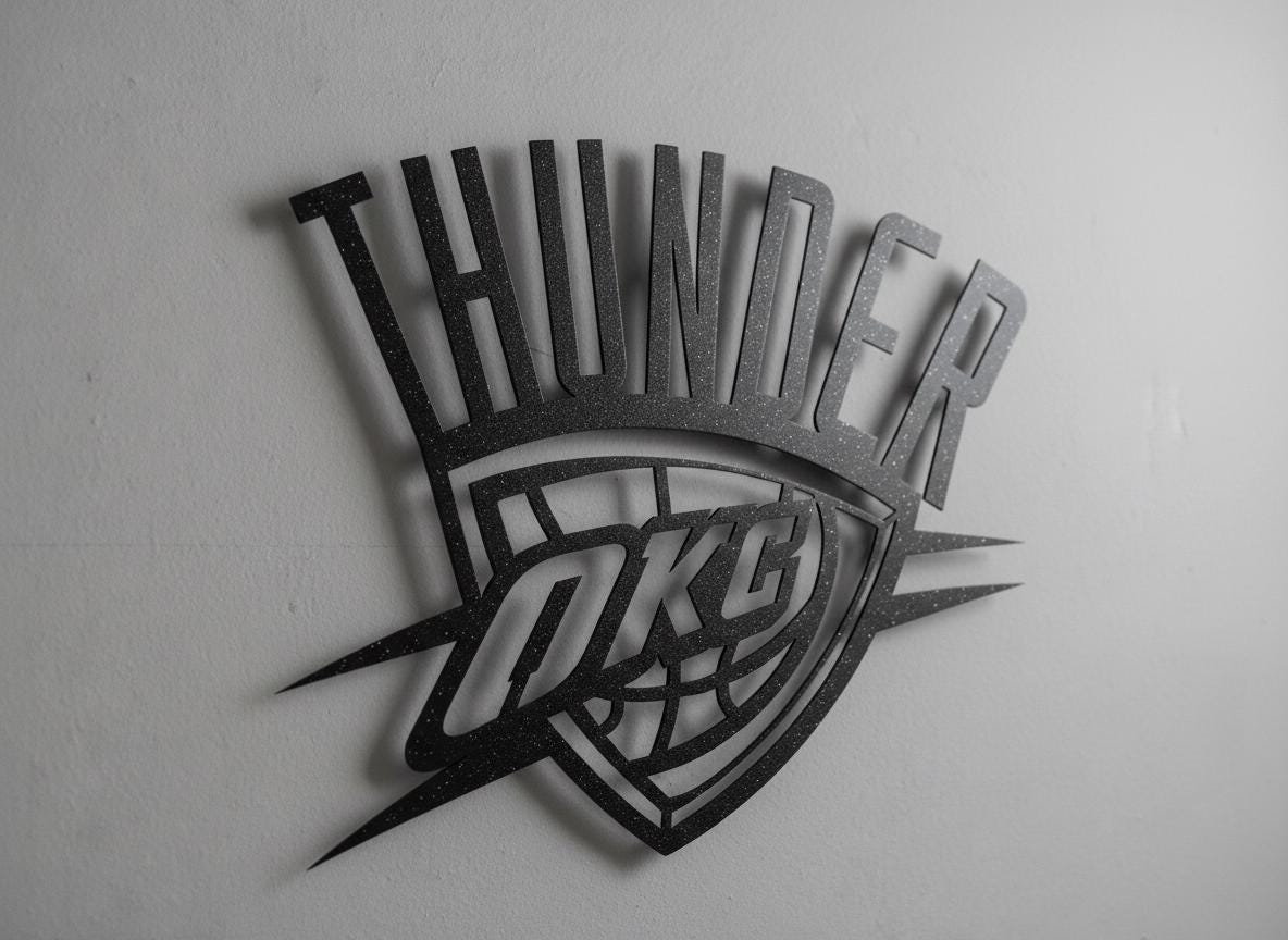 Oklahoma City Thunder Wall Art - Team Logo Basketball Man Cave Decor