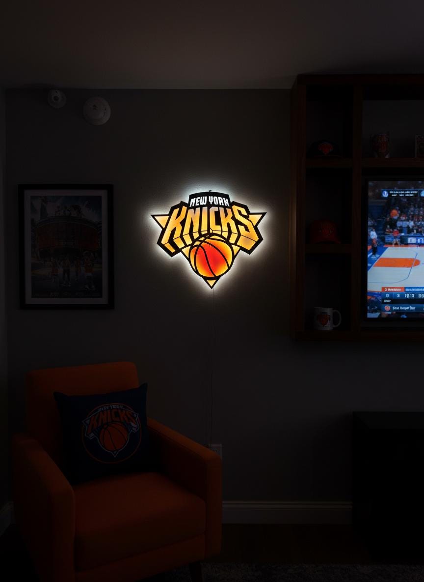 New York Knicks Wall Decor - NBA Team Logo Light Art - Sports Fan Gift