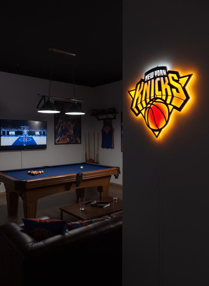 New York Knicks Wall Decor - NBA Team Logo Light Art - Sports Fan Gift