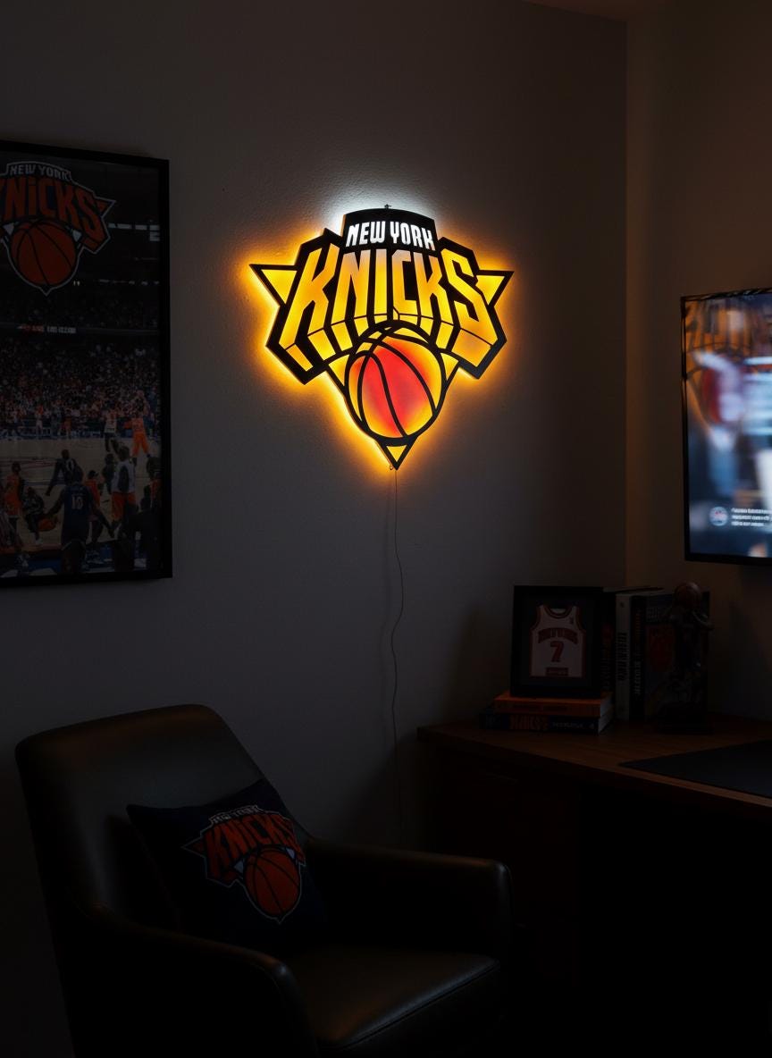 New York Knicks Wall Decor - NBA Team Logo Light Art - Sports Fan Gift