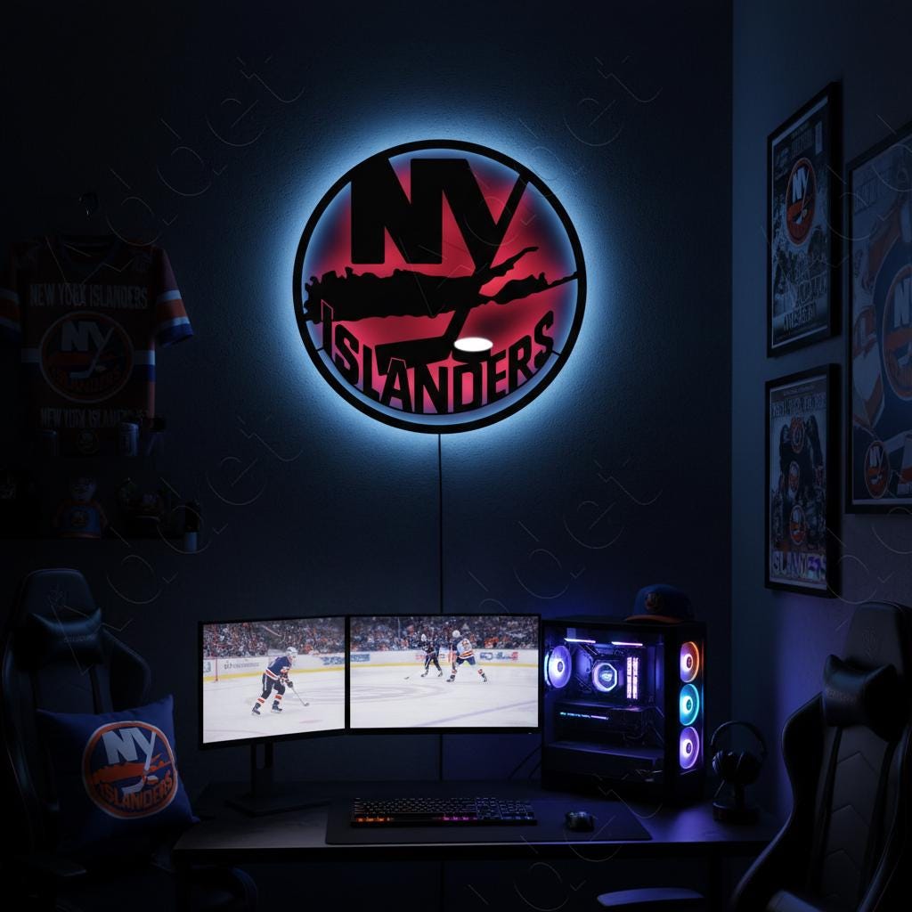 New York Islanders Wall Art - Hockey Team Logo Decor - Game Room Sign