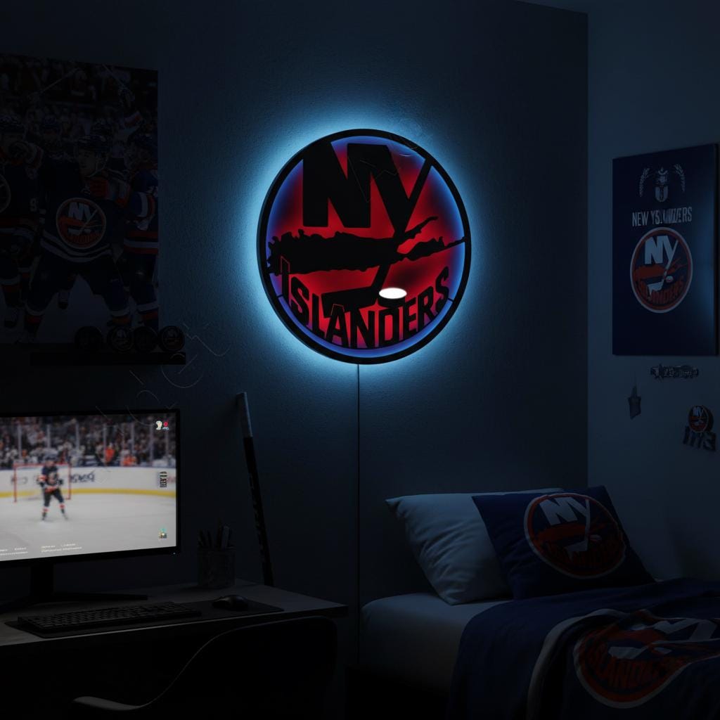 New York Islanders Wall Art - Hockey Team Logo Decor - Game Room Sign