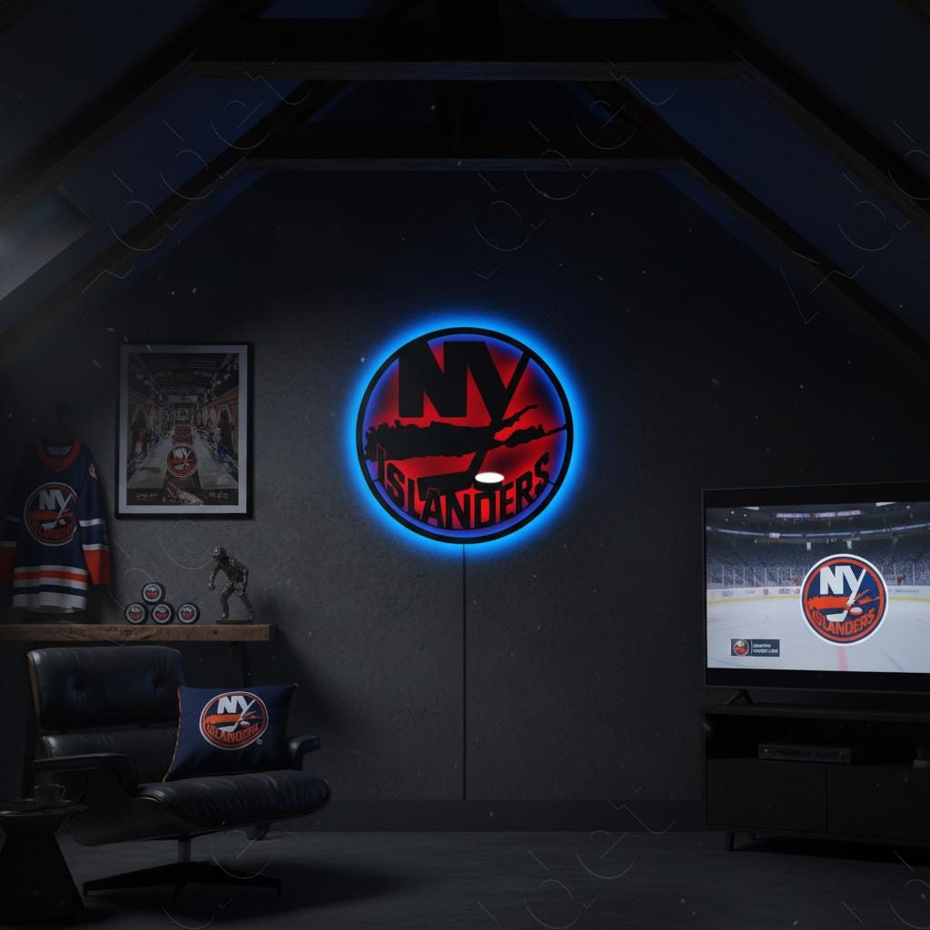 New York Islanders Wall Art - Hockey Team Logo Decor - Game Room Sign