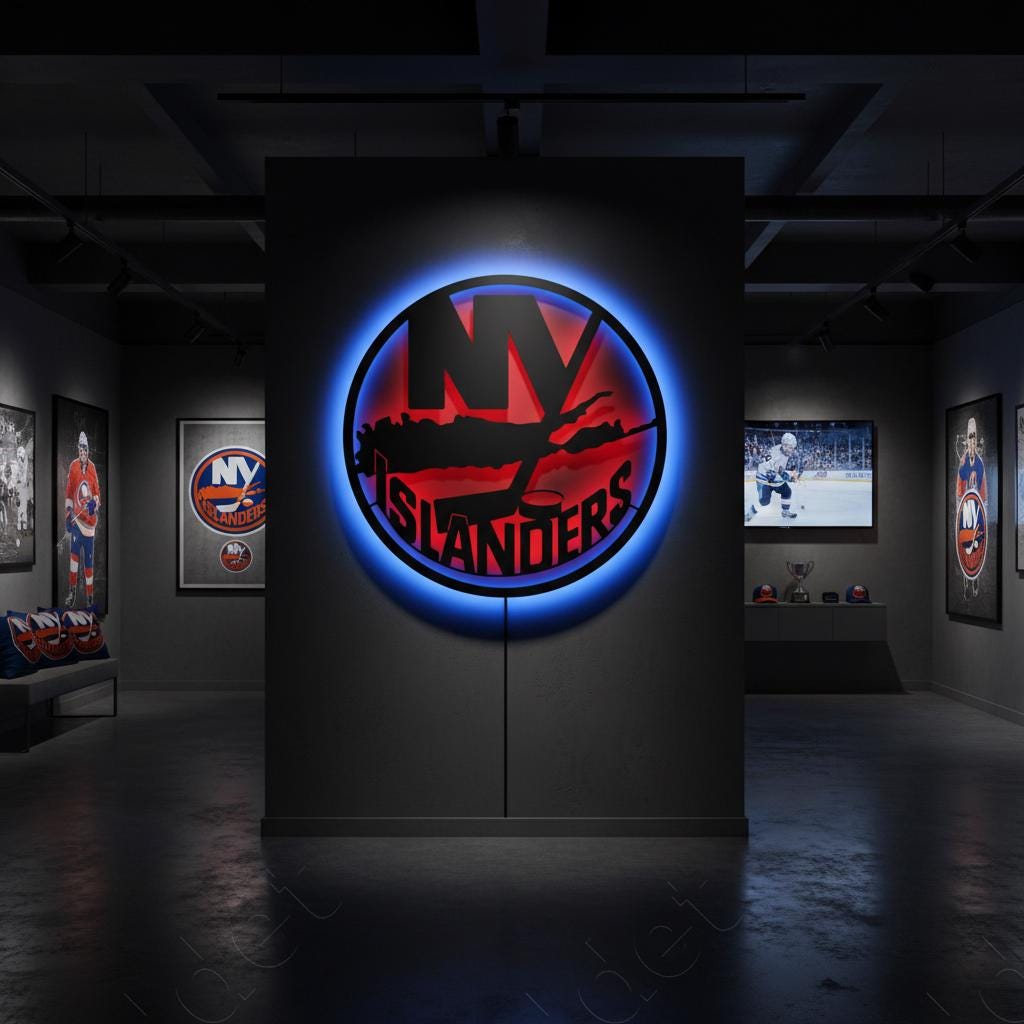 New York Islanders Wall Art - Hockey Team Logo Decor - Game Room Sign