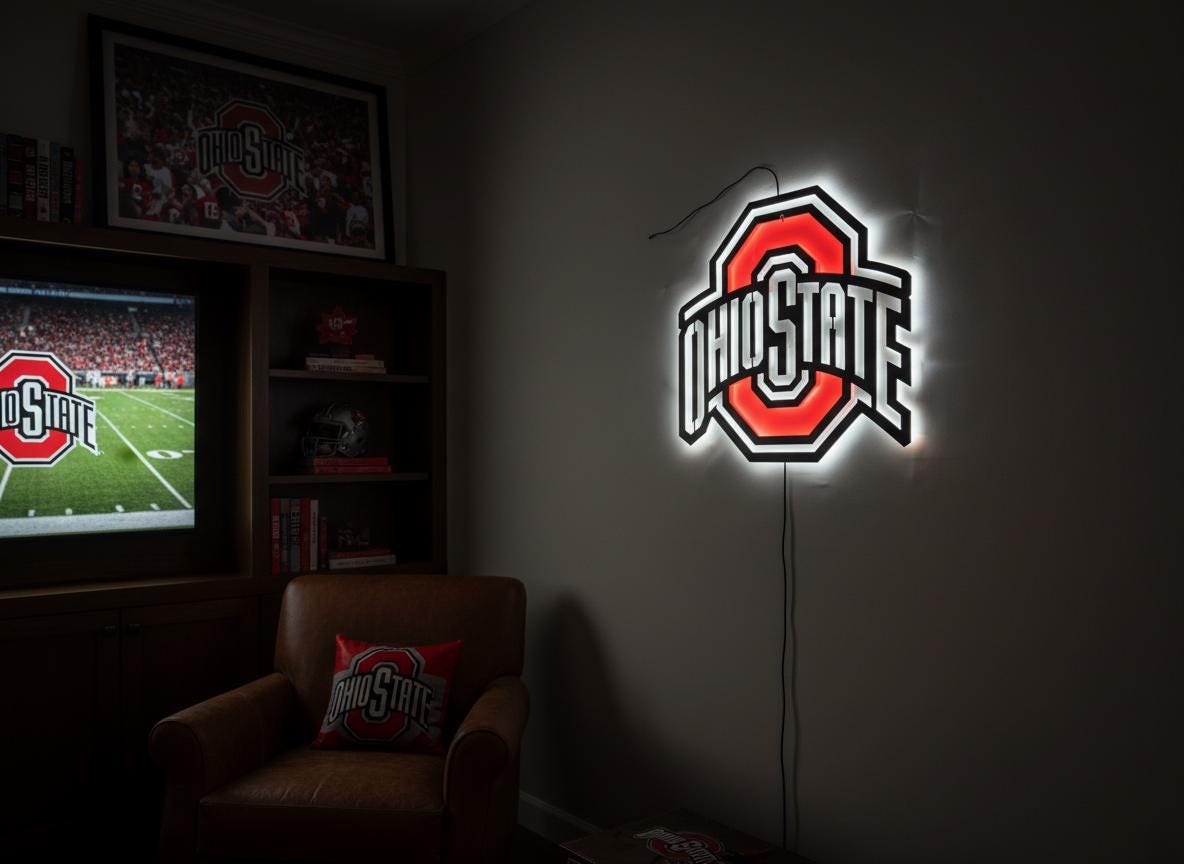 Ohio State Buckeyes Wall Art - OSU Logo Football Fan Game Room Decor