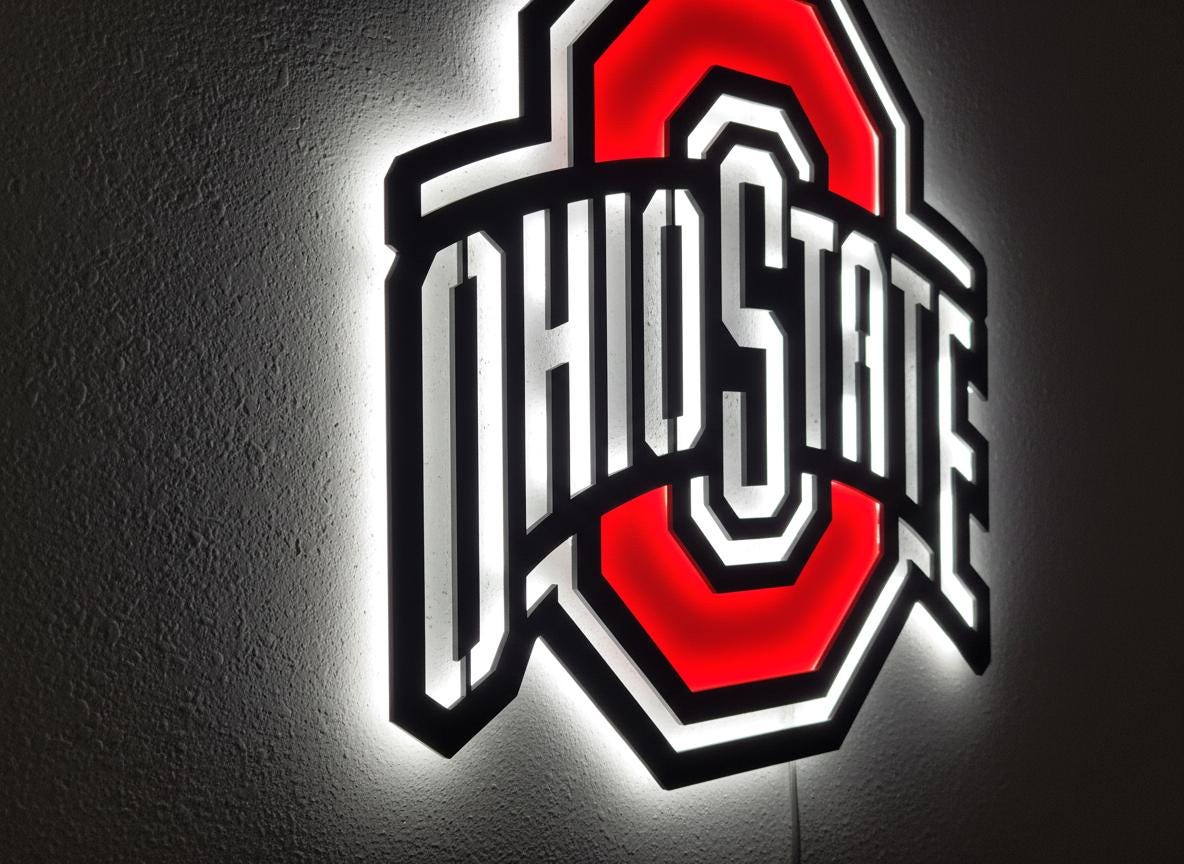 Ohio State Buckeyes Wall Art - OSU Logo Football Fan Game Room Decor