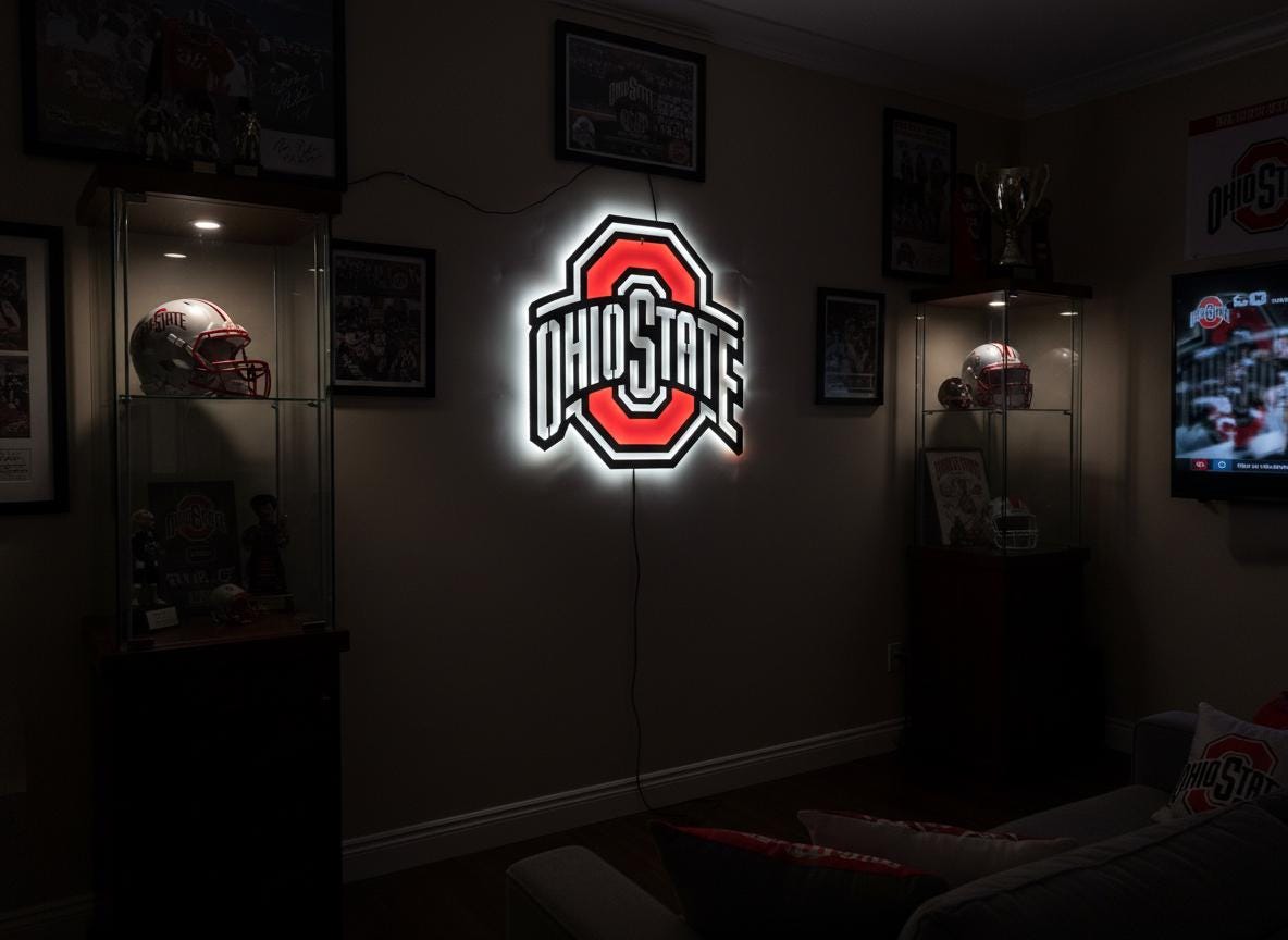 Ohio State Buckeyes Wall Art - OSU Logo Football Fan Game Room Decor