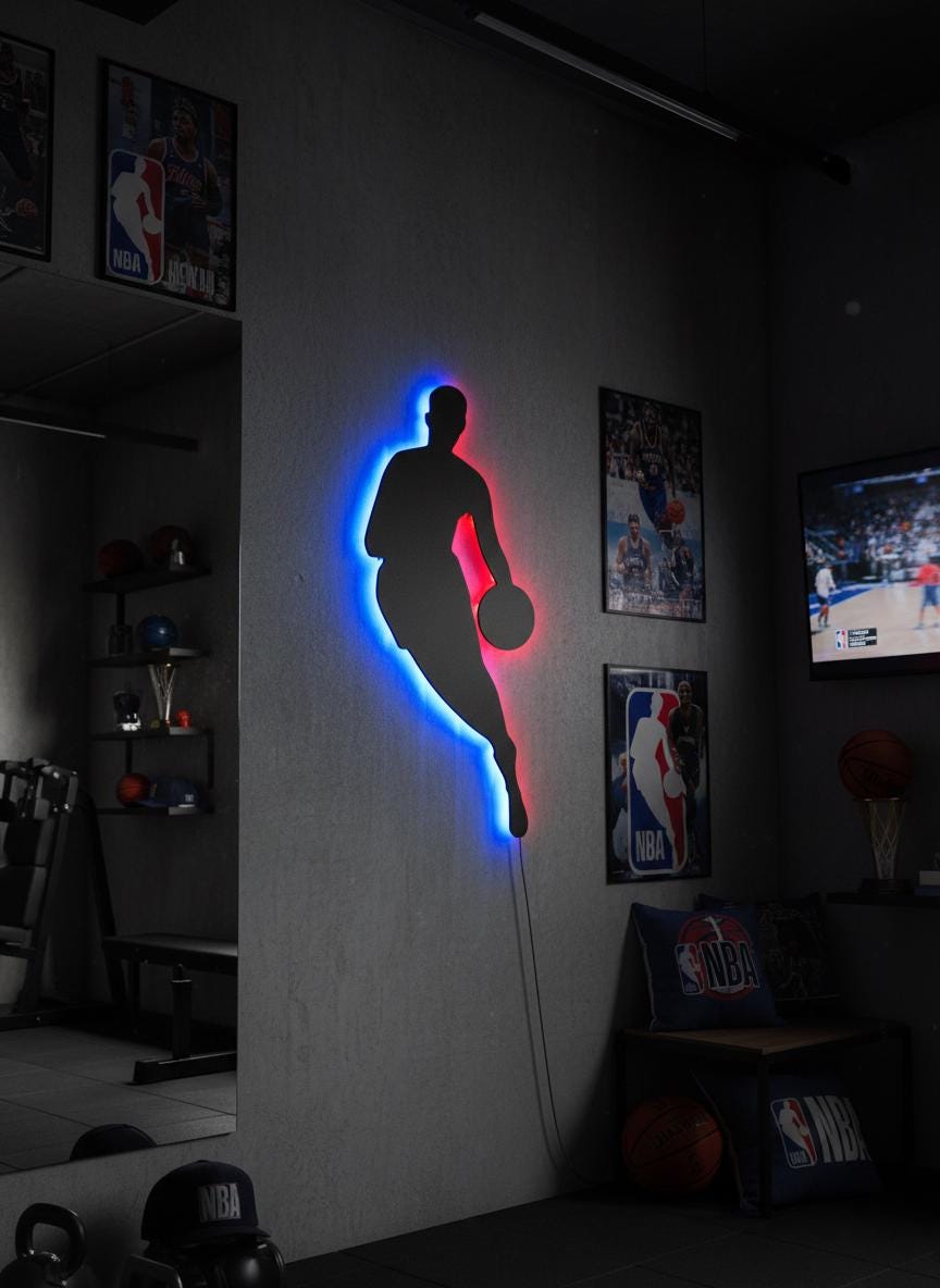 NBA Wall Art - Basketball Team Logo Wall Decor, Sports Fan Gift