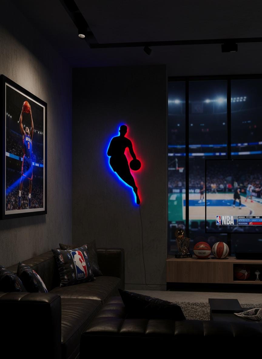 NBA Wall Art - Basketball Team Logo Wall Decor, Sports Fan Gift