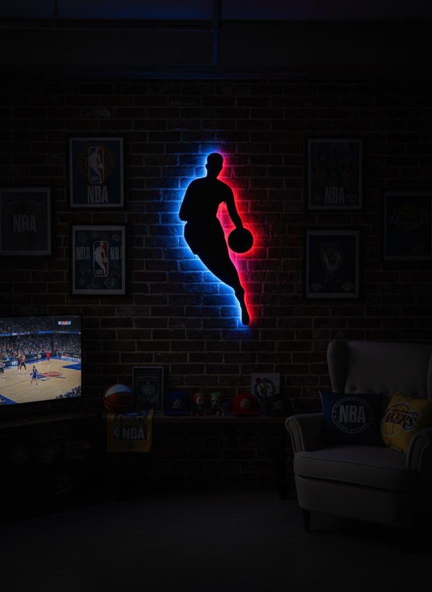 NBA Wall Art - Basketball Team Logo Wall Decor, Sports Fan Gift