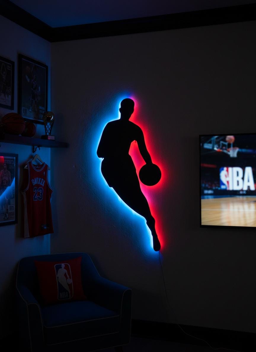 NBA Wall Art - Basketball Team Logo Wall Decor, Sports Fan Gift