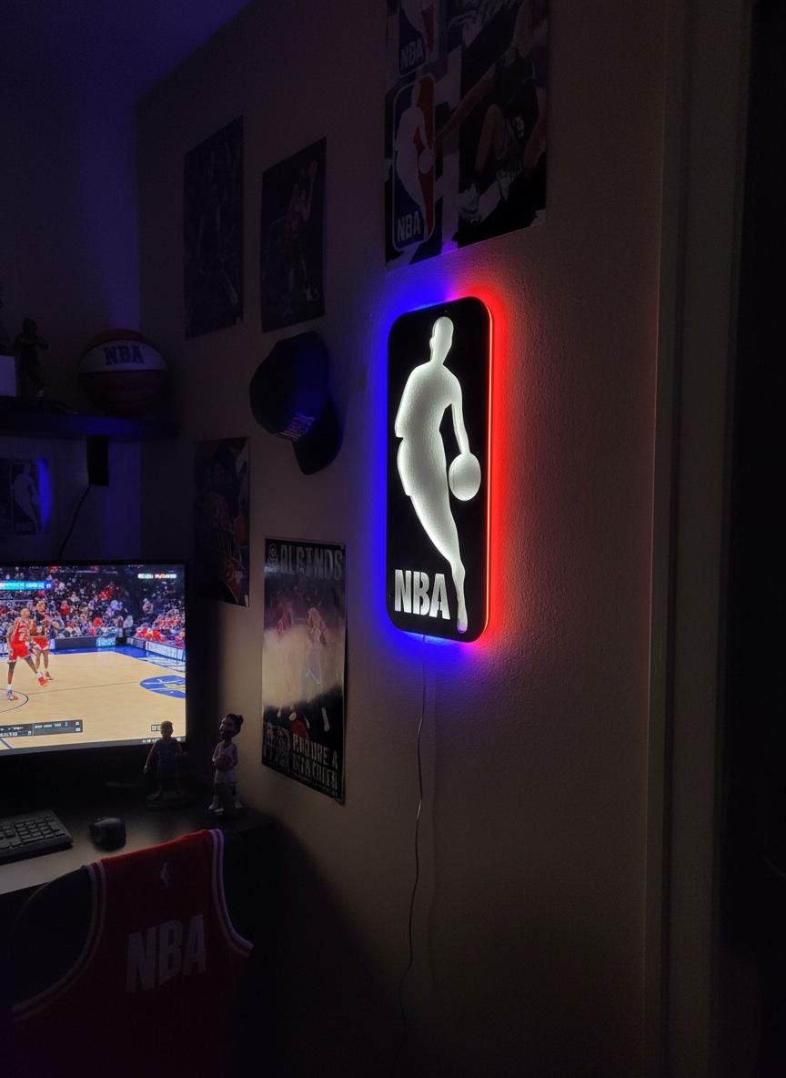 NBA Wall Art - Basketball Team Logo Light Up Decor Game Room Man Cave Gift