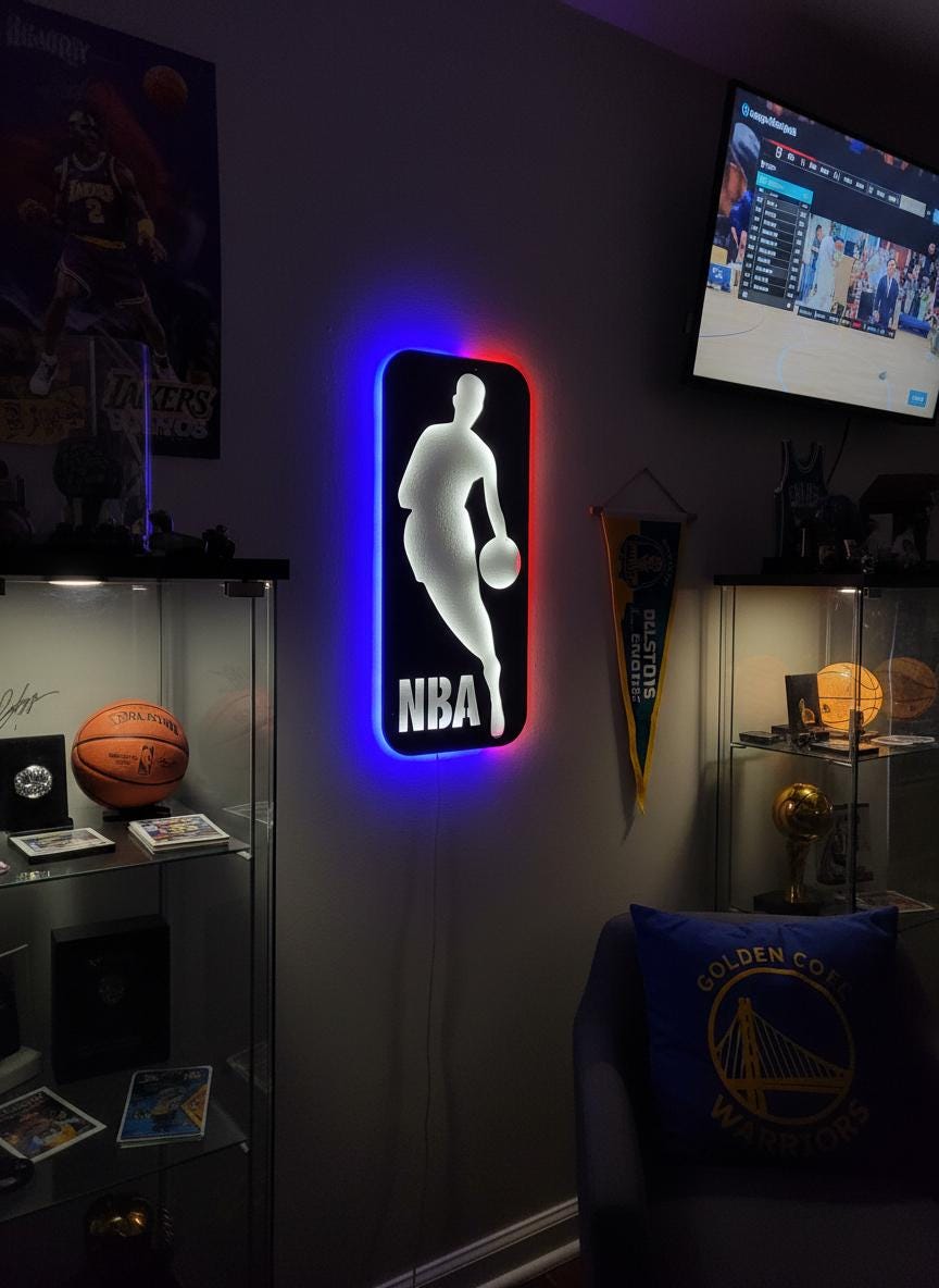 NBA Wall Art - Basketball Team Logo Light Up Decor Game Room Man Cave Gift