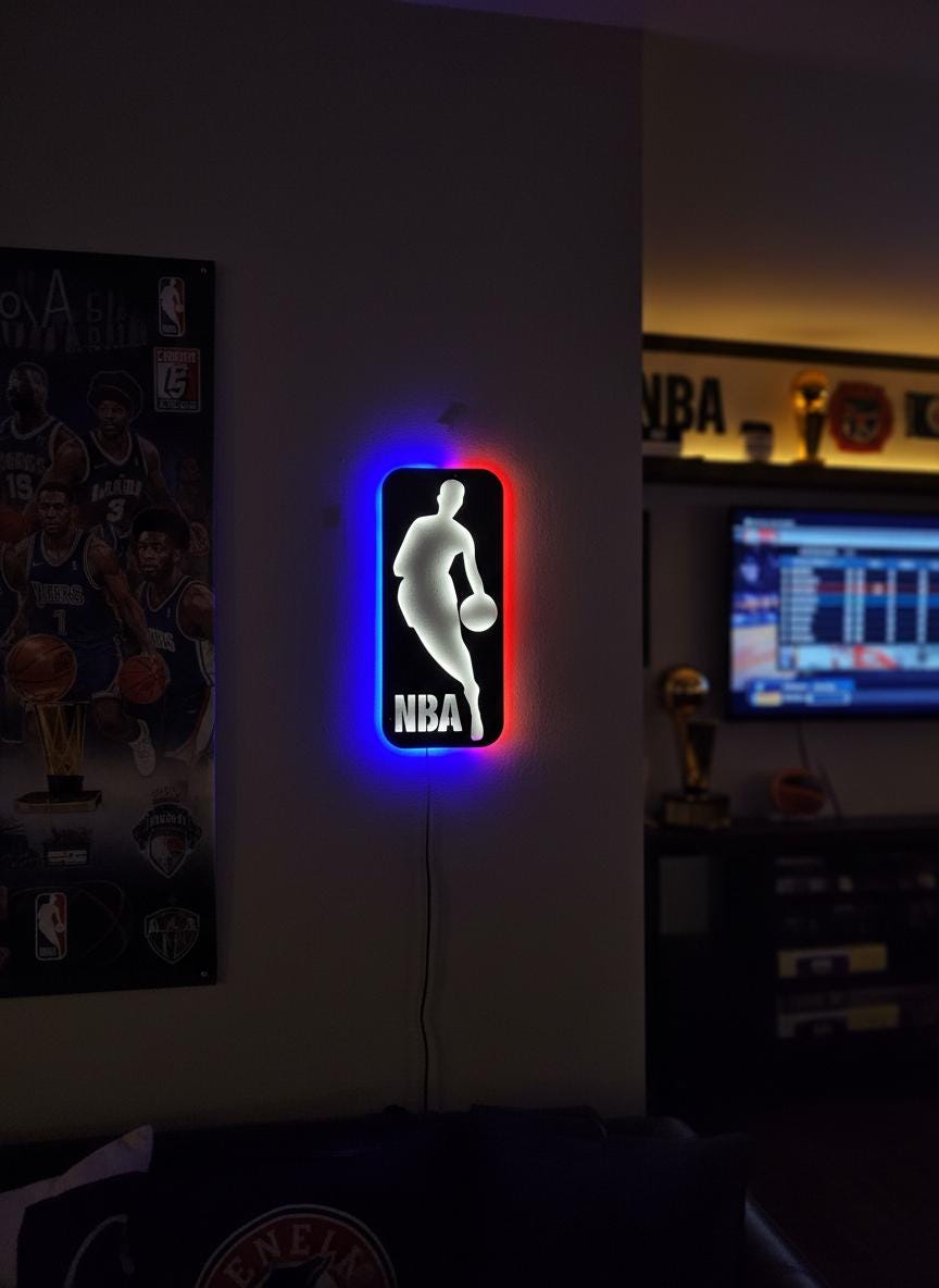 NBA Wall Art - Basketball Team Logo Light Up Decor Game Room Man Cave Gift