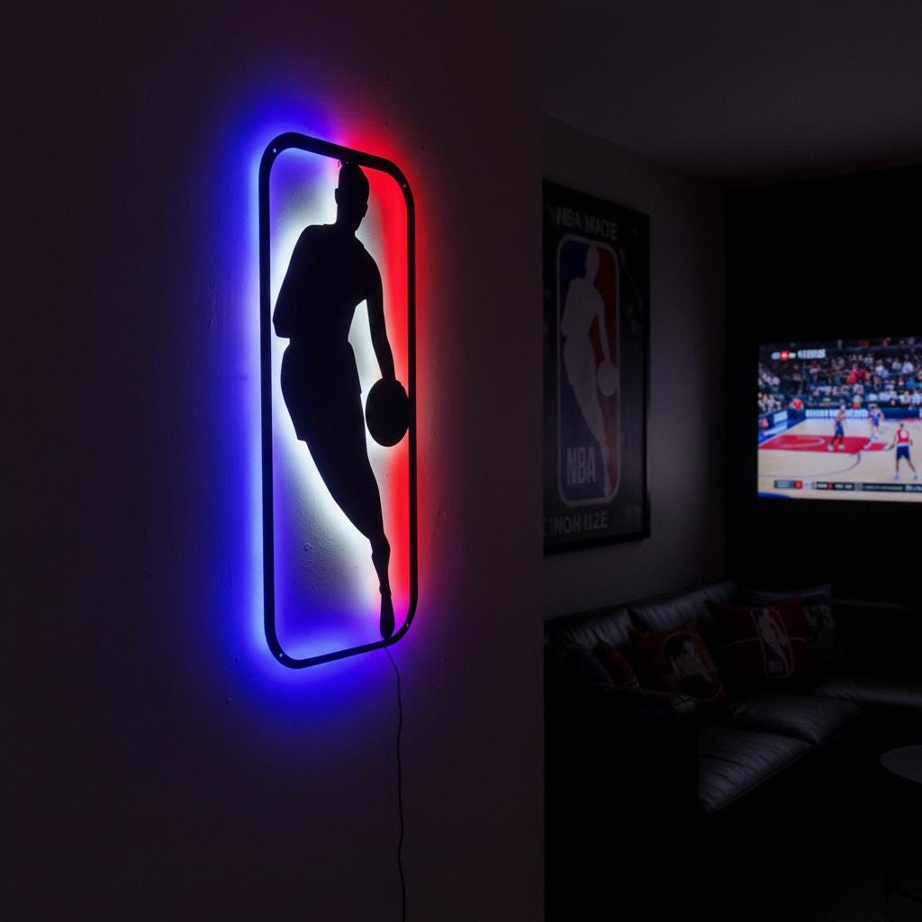NBA Wall Art - Dynamic Custom Team Logo for Game Room Decor & Sports Fan Gift