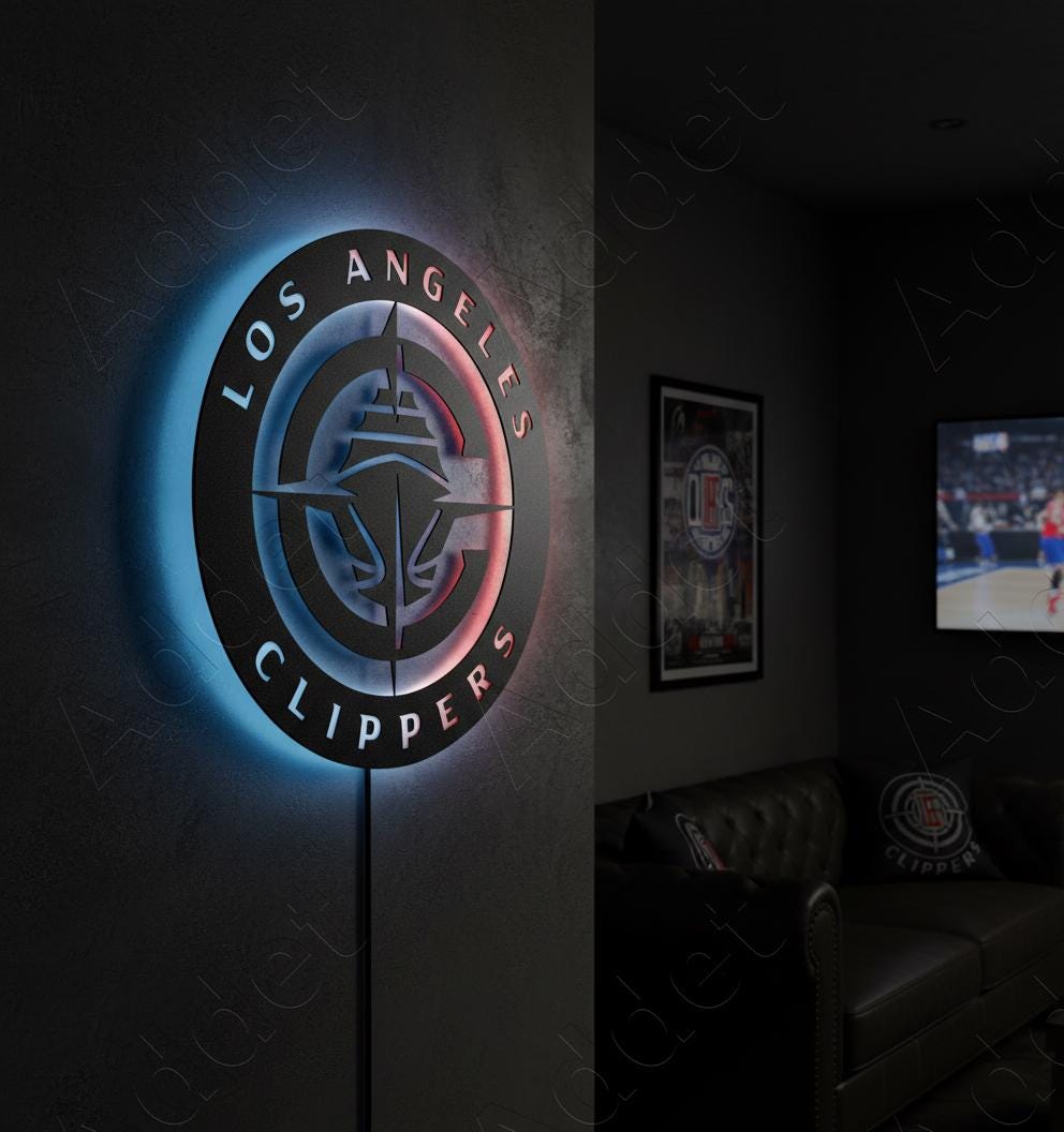 LA Clippers Sign - Dimmable Team Logo Backlit Wall Art NBA Game Room Decor