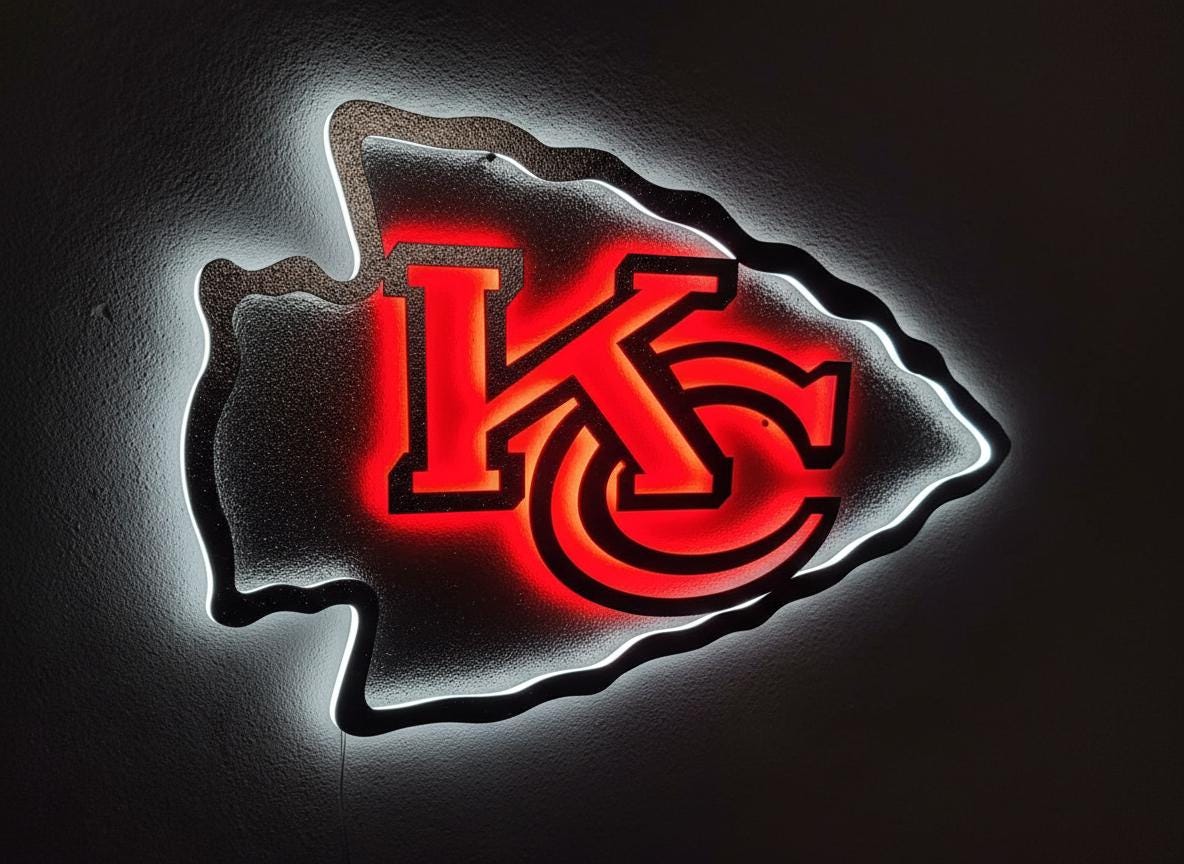 Kansas City Chiefs Wall Art - Team Logo Football Decor Man Cave Gift