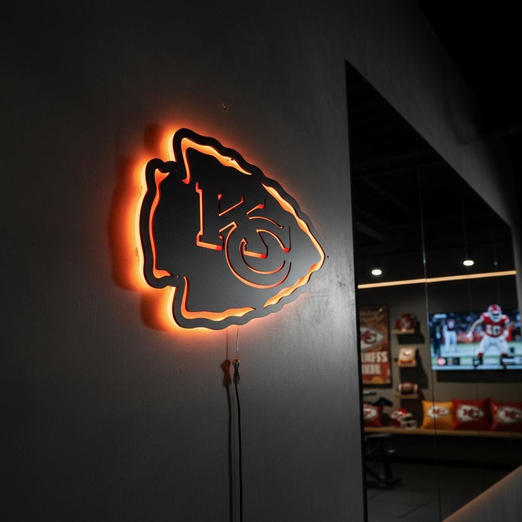 Kansas City Chiefs Sign - Team Logo Football Wall Art Man Cave Decor