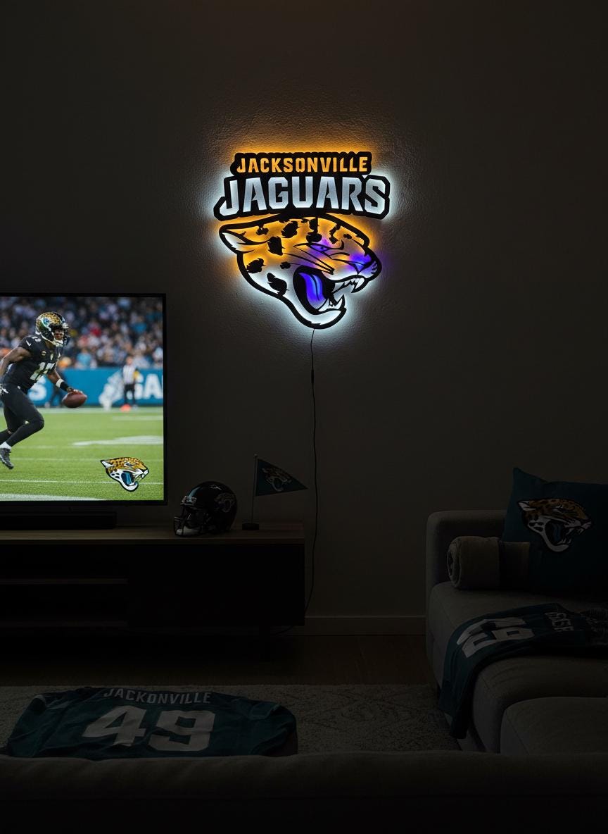 Jacksonville Jaguars Wall Art - NFL Football Team Logo Game Room Decor