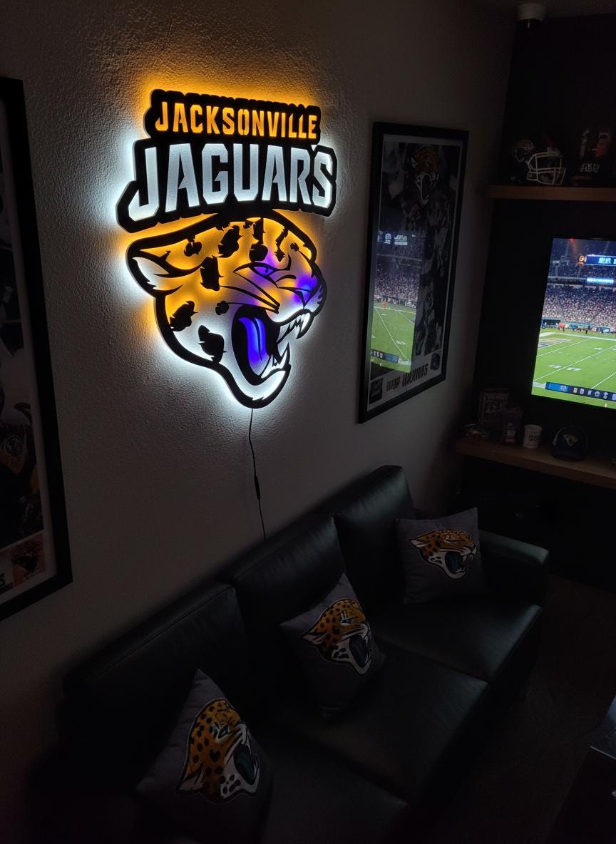 Jacksonville Jaguars Wall Art - NFL Football Team Logo Game Room Decor