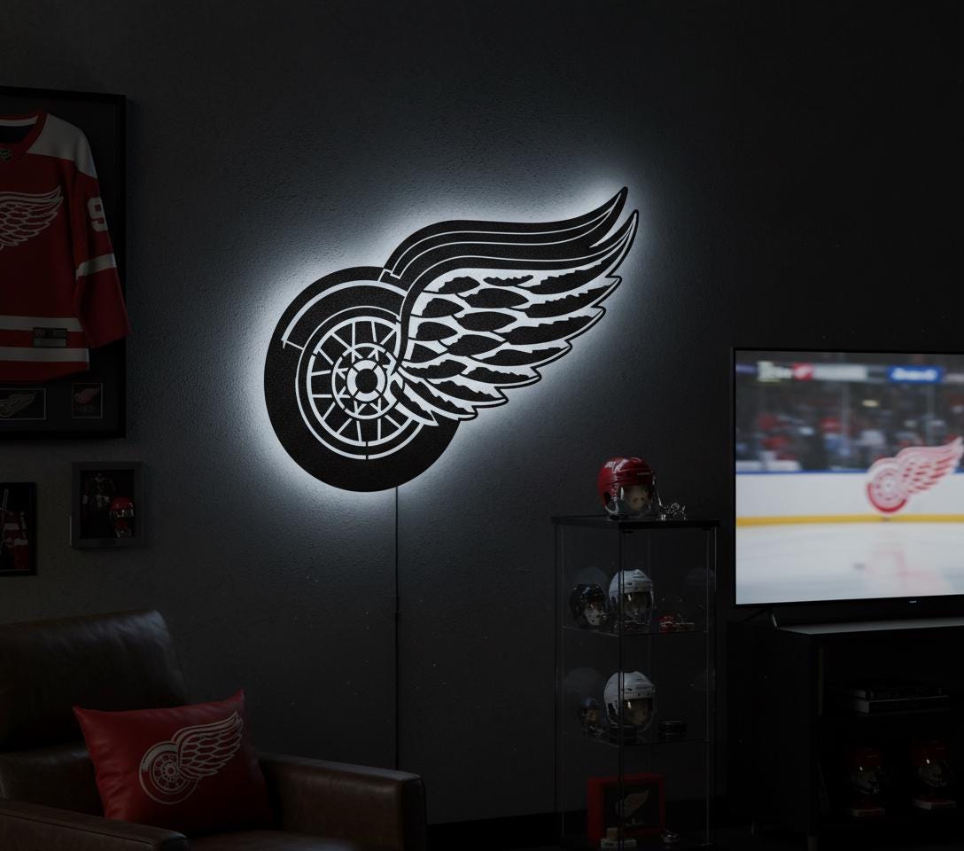 Detroit Red Wings Metal Wall Art – NHL Hockey Game Room Decor