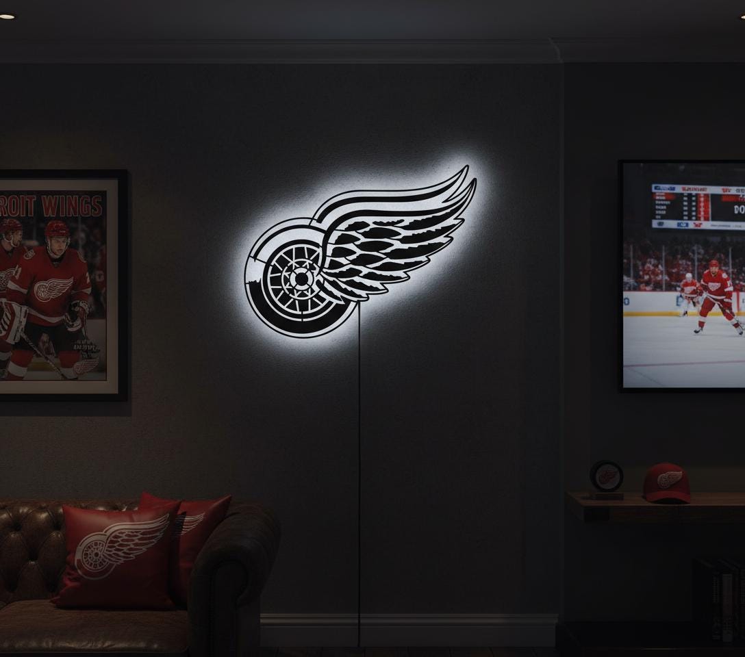 Detroit Red Wings Metal Wall Art – NHL Hockey Game Room Decor