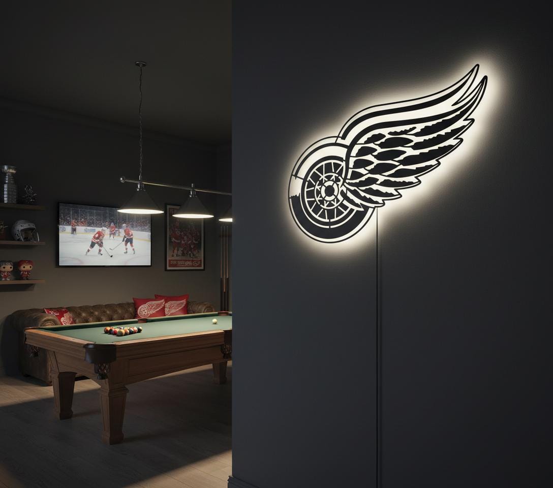 Detroit Red Wings Metal Wall Art – NHL Hockey Game Room Decor