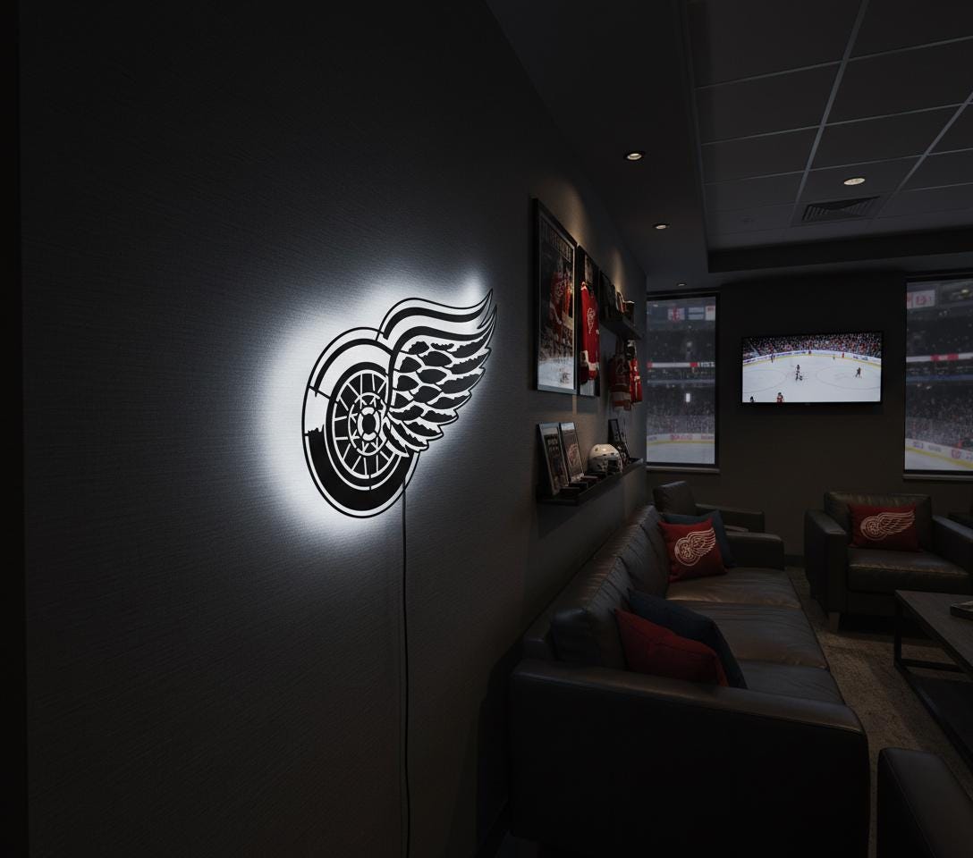 Detroit Red Wings Metal Wall Art – NHL Hockey Game Room Decor