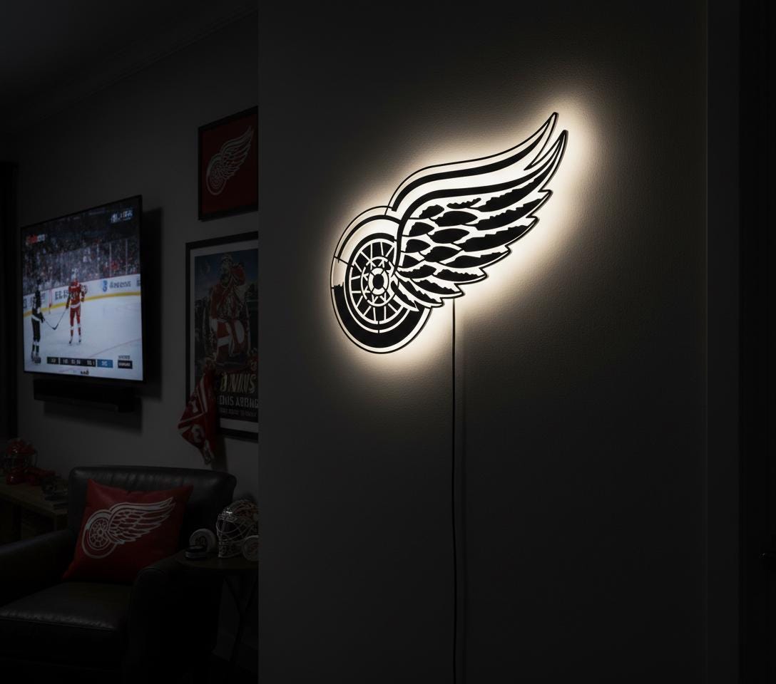 Detroit Red Wings Metal Wall Art – NHL Hockey Game Room Decor