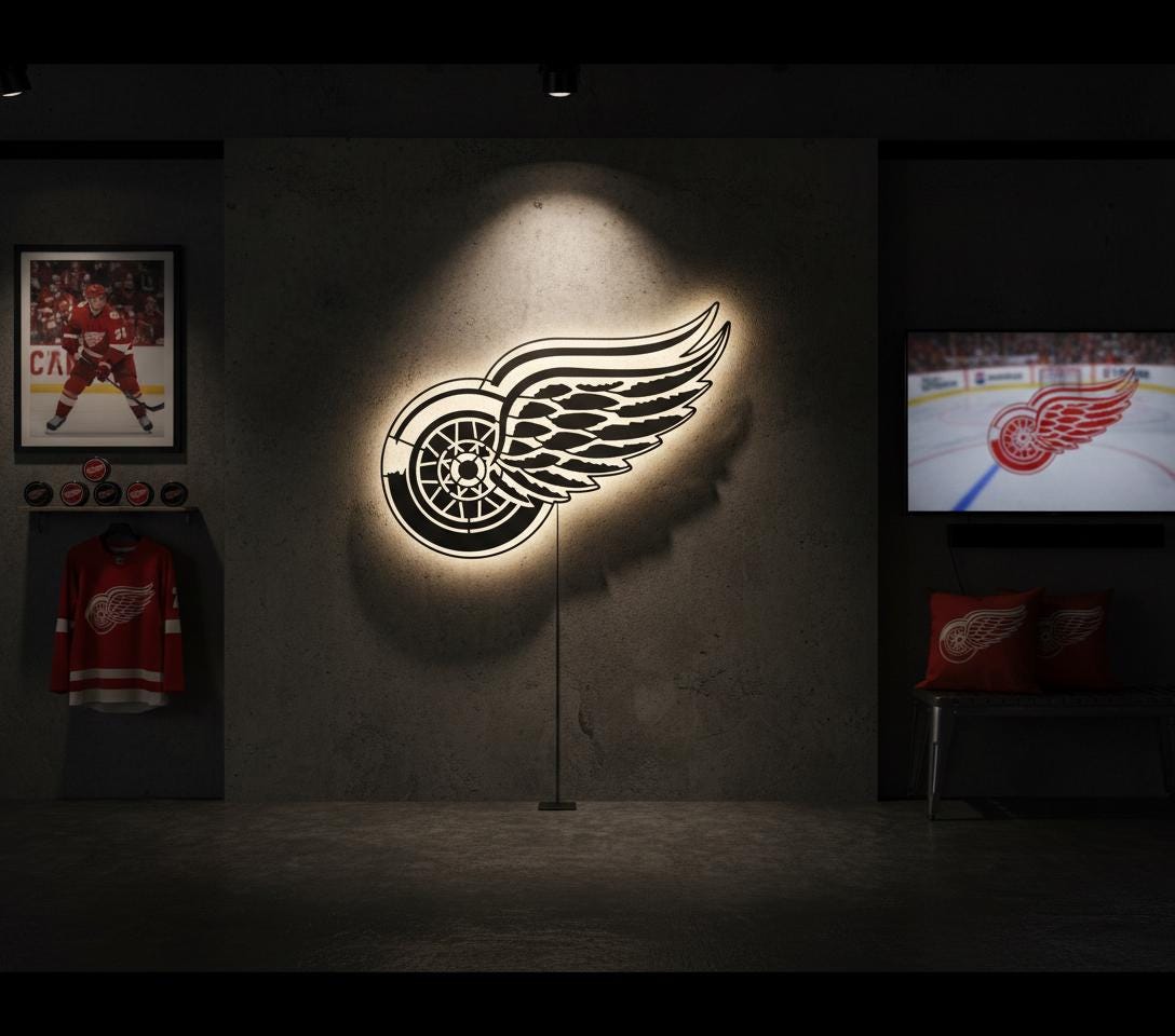 Detroit Red Wings Metal Wall Art – NHL Hockey Game Room Decor