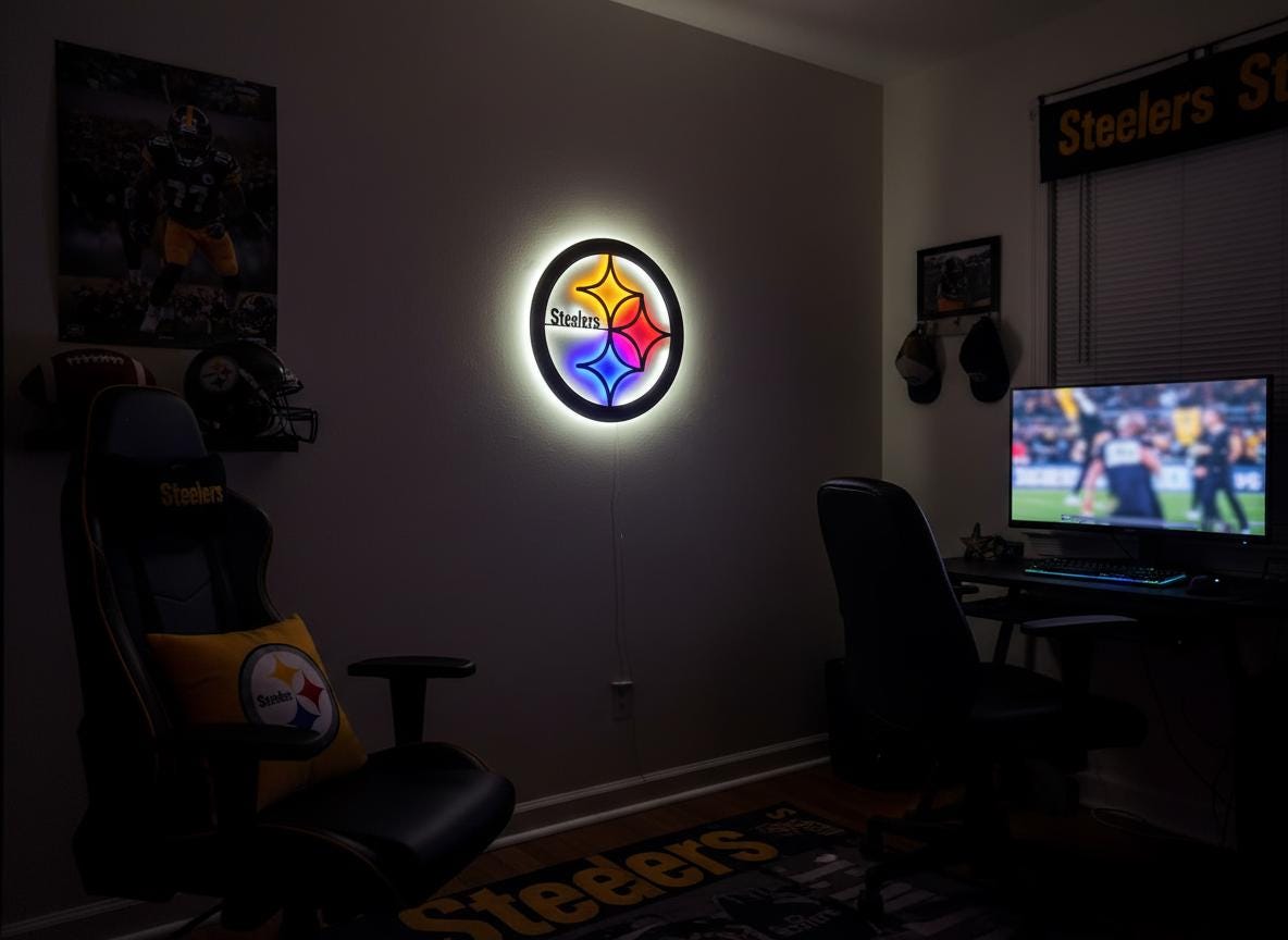 Pittsburgh Steelers Wall Art - Team Logo Football Decor Game Room Gift