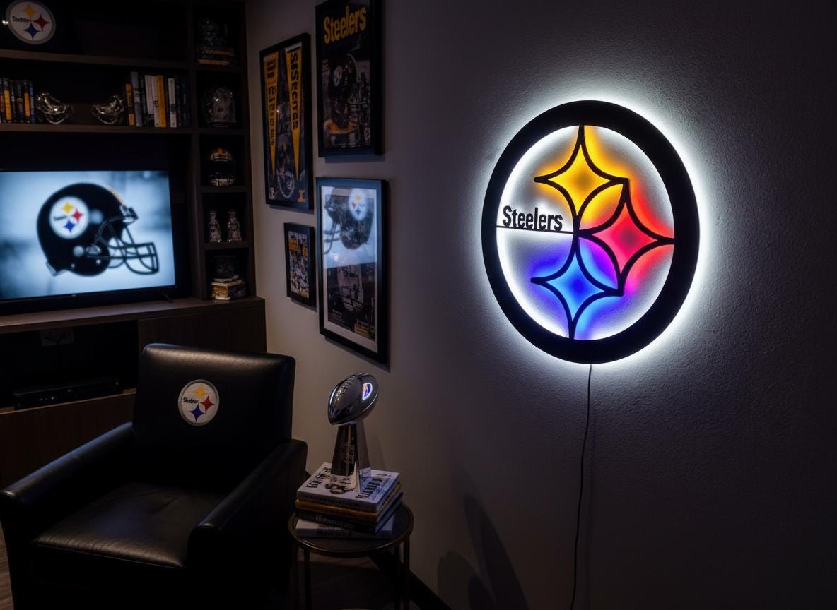 Pittsburgh Steelers Wall Art - Team Logo Football Decor Game Room Gift