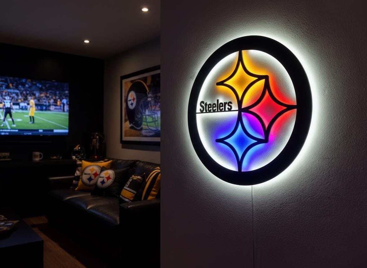 Pittsburgh Steelers Wall Art - Team Logo Football Decor Game Room Gift