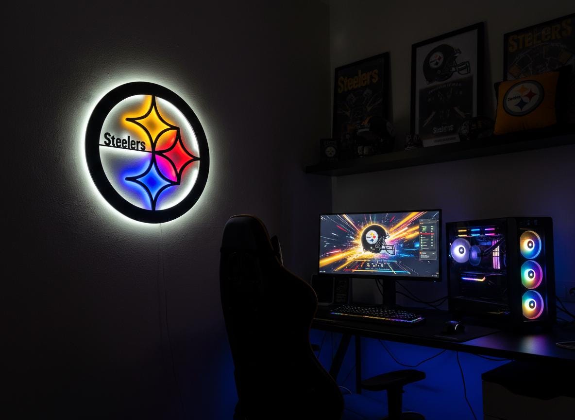 Pittsburgh Steelers Wall Art - Team Logo Football Decor Game Room Gift