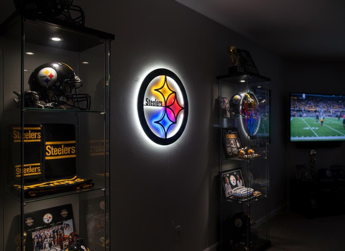 Pittsburgh Steelers Wall Art - Team Logo Football Decor Game Room Gift
