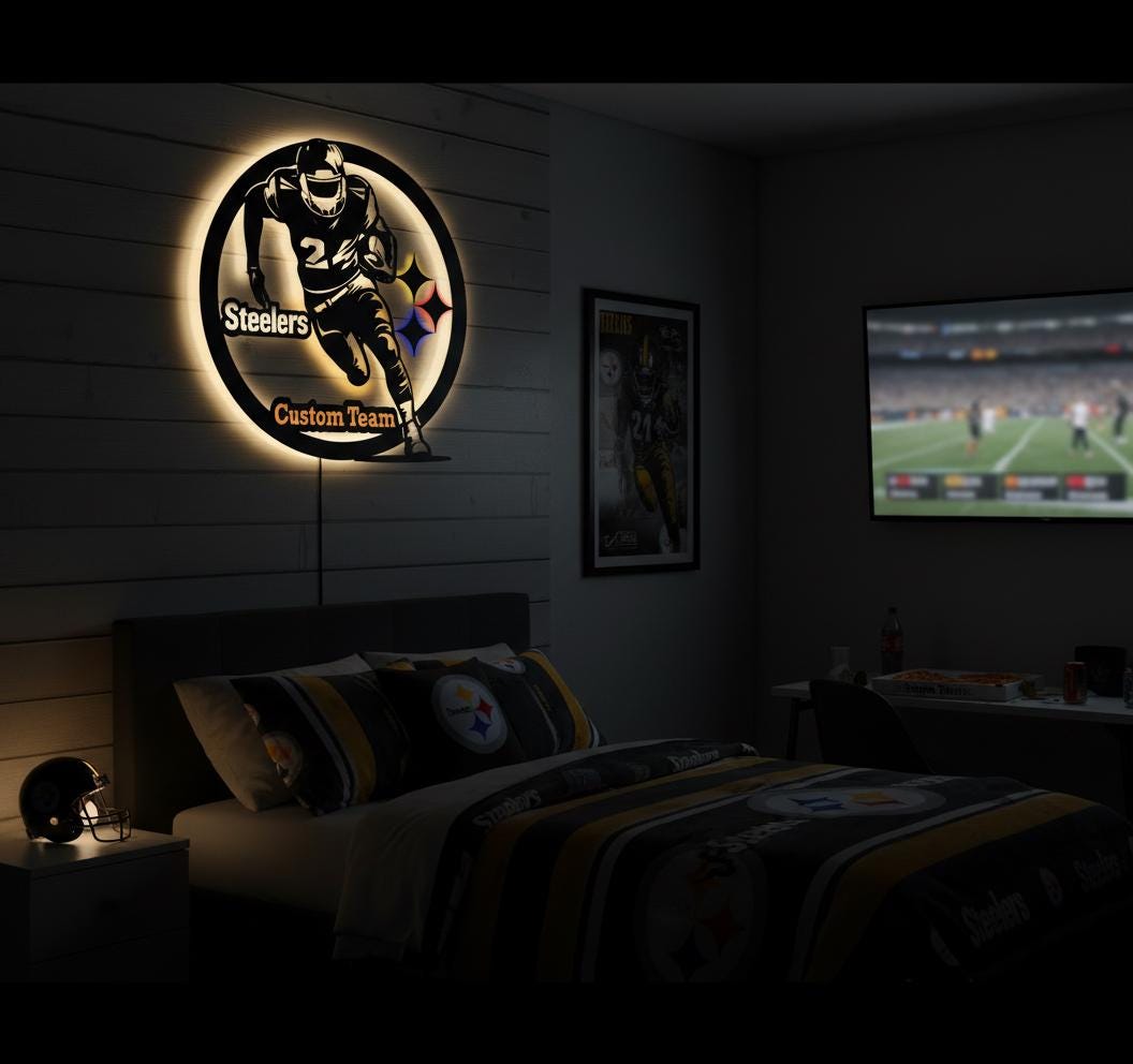 Pittsburgh Steelers Wall Art - Team Logo Sign for Man Cave & Game Room