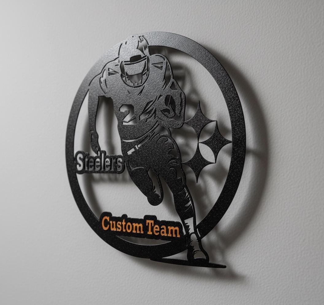 Pittsburgh Steelers Wall Art - Team Logo Sign for Man Cave & Game Room