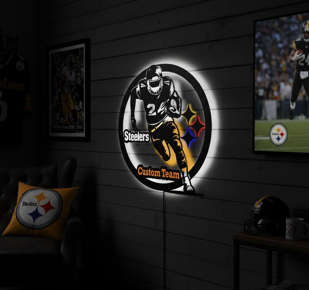 Pittsburgh Steelers Wall Art - Team Logo Sign for Man Cave & Game Room