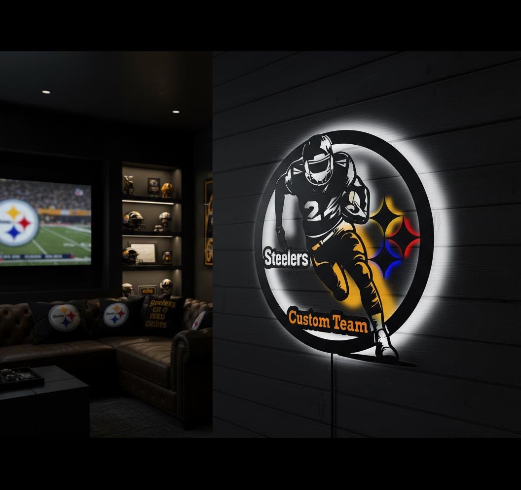 Pittsburgh Steelers Wall Art - Team Logo Sign for Man Cave & Game Room