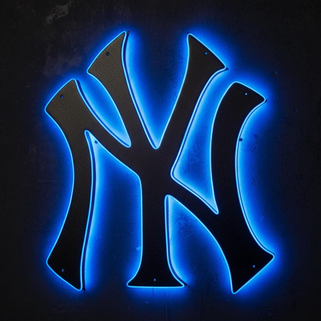 New York Yankees Wall Art - Team Logo Baseball Fan Man Cave Decor Gift