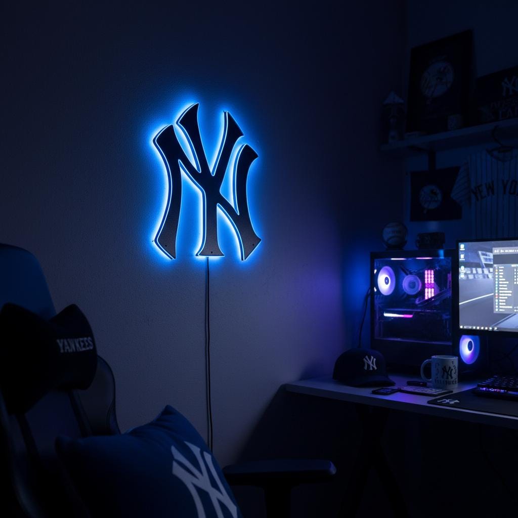 New York Yankees Wall Art - Team Logo Baseball Fan Man Cave Decor Gift