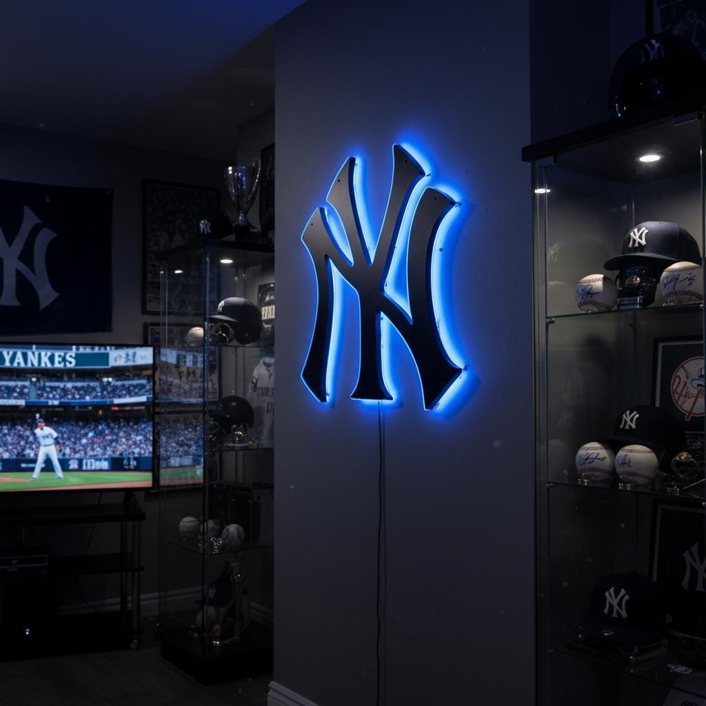 New York Yankees Wall Art - Team Logo Baseball Fan Man Cave Decor Gift