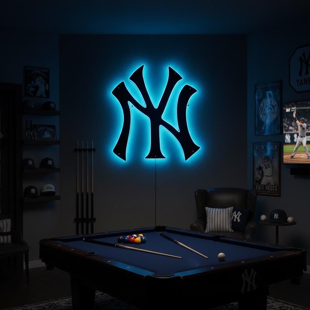 New York Yankees Wall Art - Team Logo Baseball Fan Man Cave Decor Gift