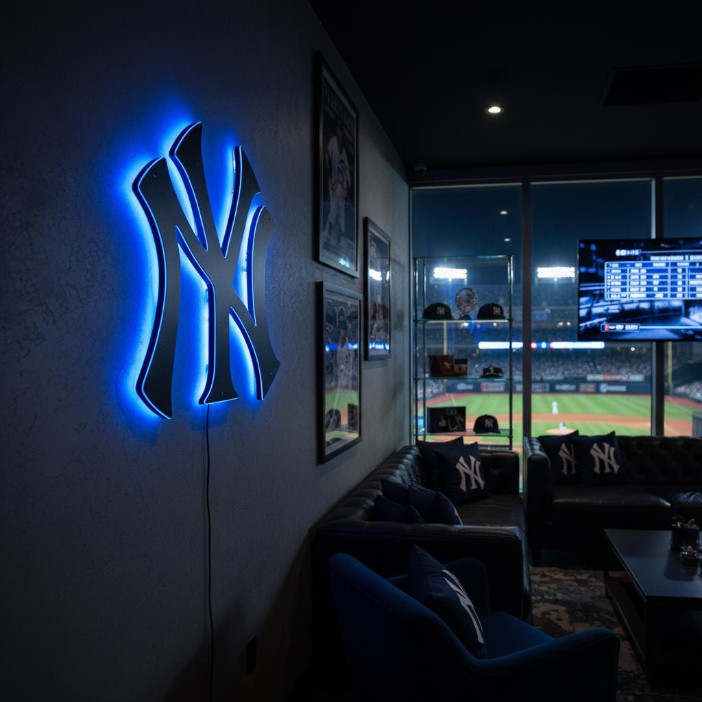New York Yankees Wall Art - Team Logo Baseball Fan Man Cave Decor Gift