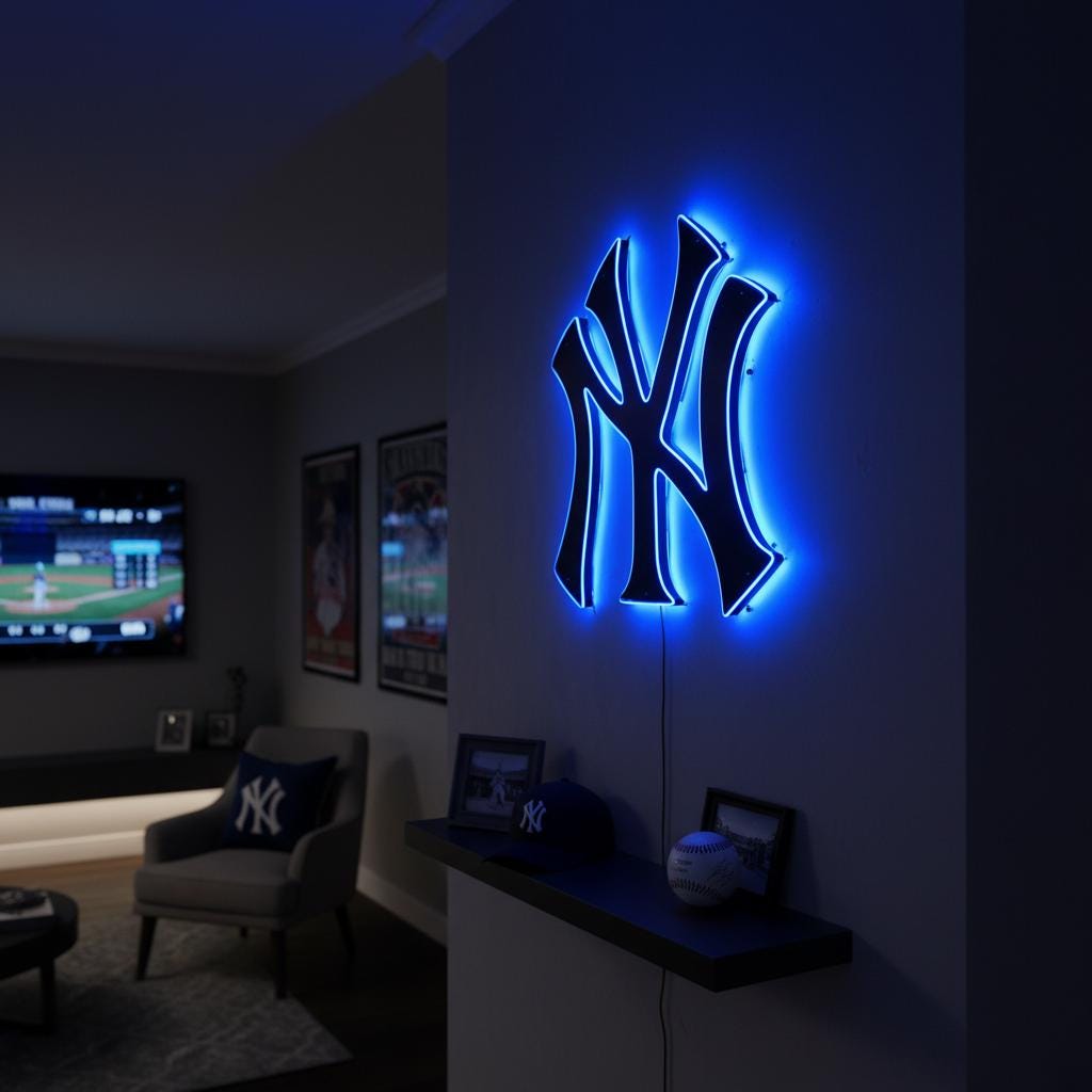 New York Yankees Wall Art - Team Logo Baseball Fan Man Cave Decor Gift