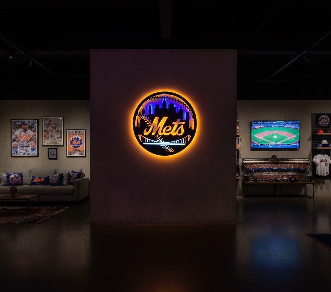 New York Mets Wall Art - MLB Team Logo Game Room Decor Gift