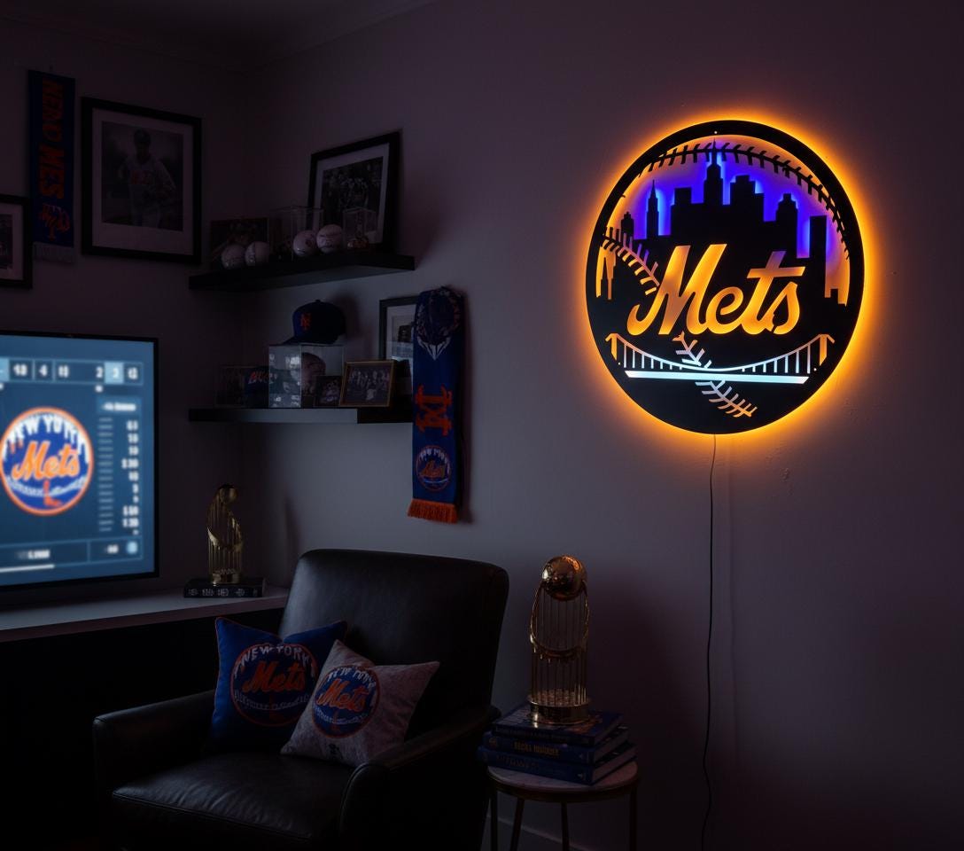 New York Mets Wall Art - MLB Team Logo Game Room Decor Gift