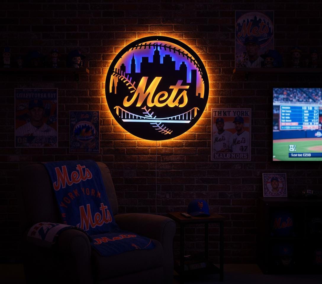New York Mets Wall Art - MLB Team Logo Game Room Decor Gift