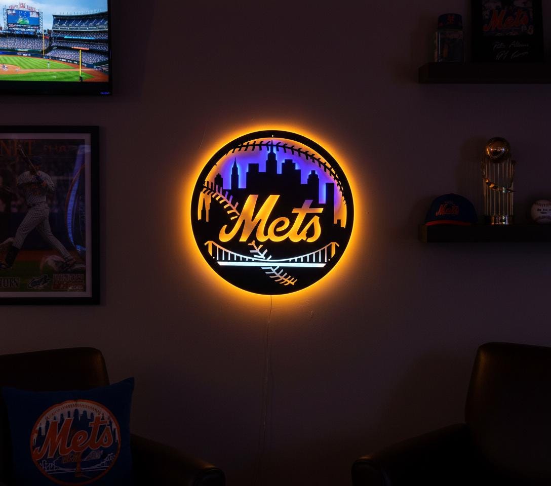 New York Mets Wall Art - MLB Team Logo Game Room Decor Gift