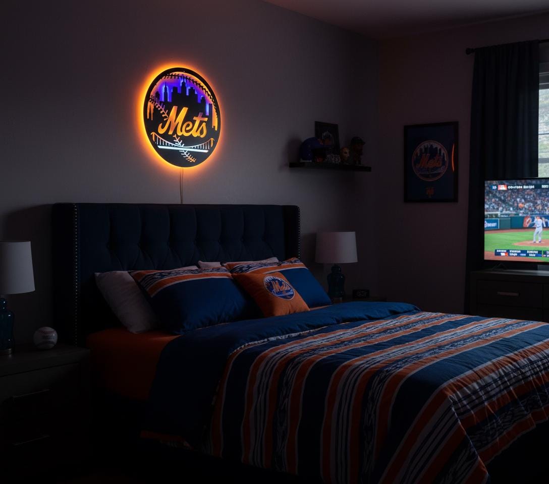 New York Mets Wall Art - MLB Team Logo Game Room Decor Gift